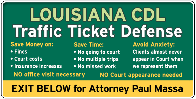 Free Consultation graphic for Iberville Parish CDL Commercial driver Ticket Attorney Paul Massa