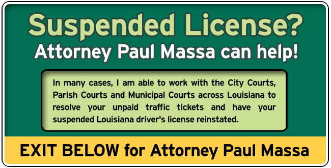 Iberville Parish, Louisiana Suspended License Attorney Paul Massa Graphic 1